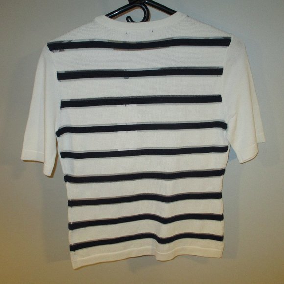 SHEER STRIPE SHORT SLEEVE TOP      NWT - Picture 7 of 7